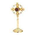 Reliquiario dorato con pietre H 26 cm