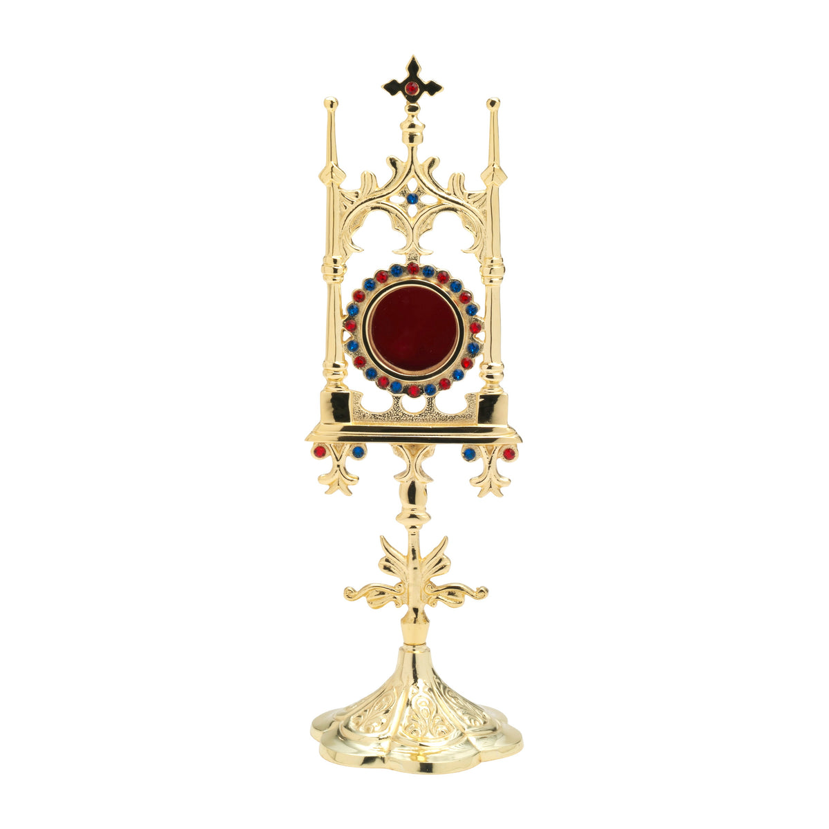 Reliquiario dorato con pietre H 31 cm