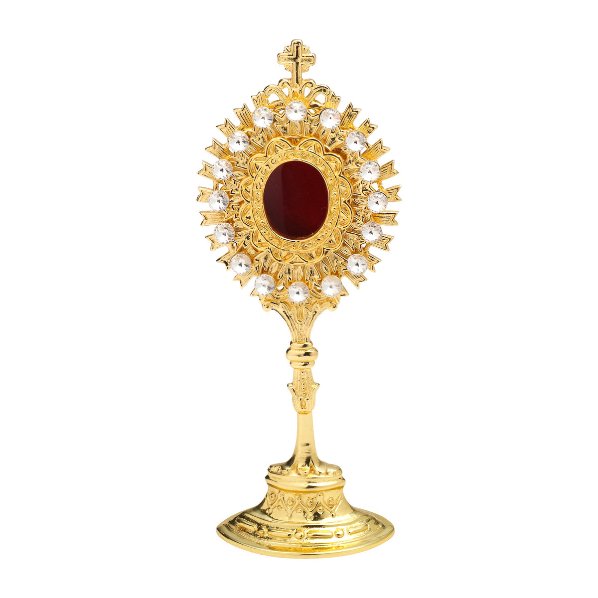 Reliquiario dorato con pietre H 20 cm