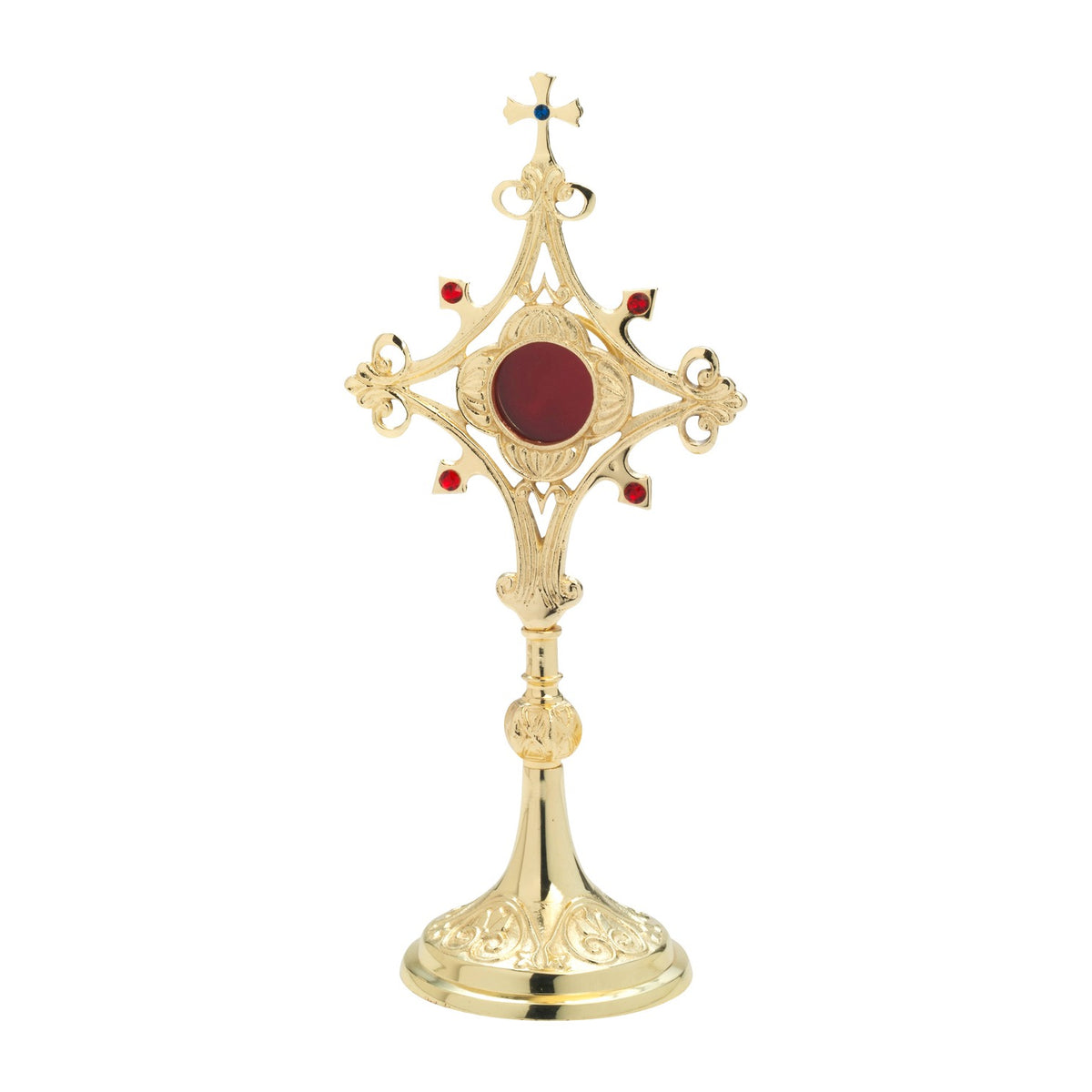Reliquiario dorato con pietre H 30 cm