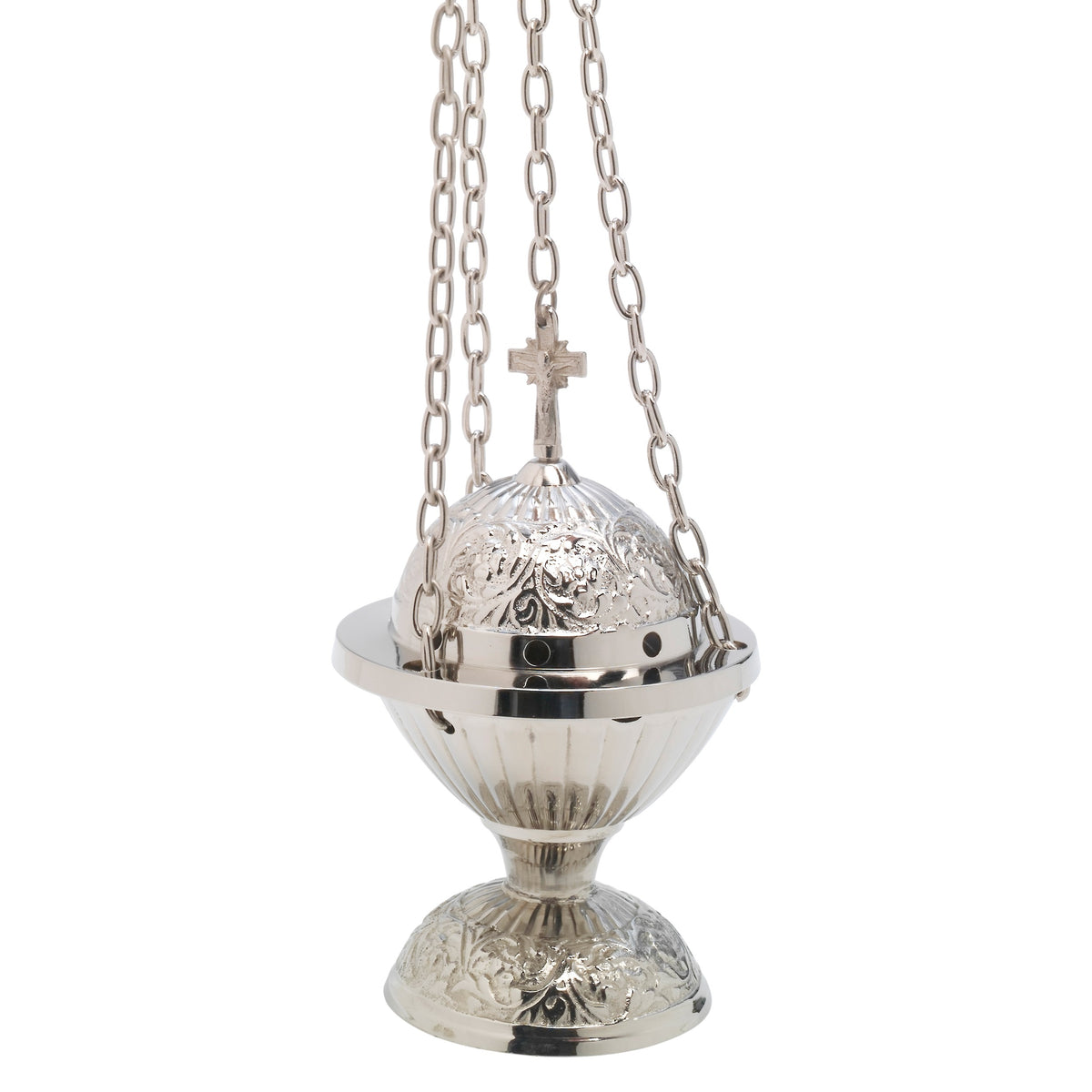 Turibolo con croce placcato nickel H 18 cm