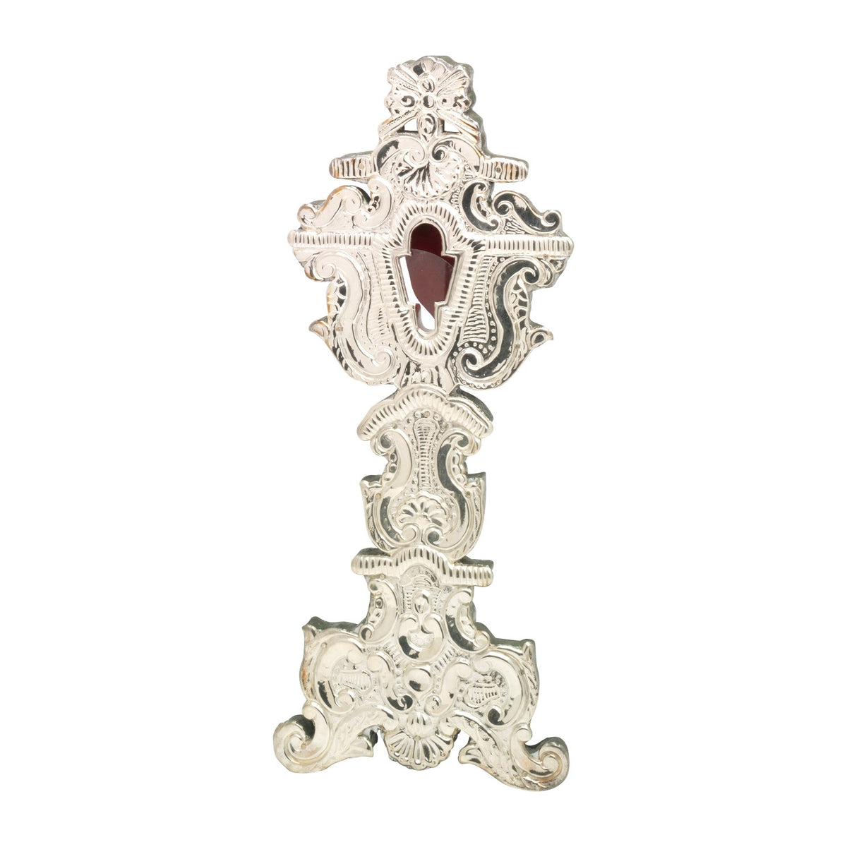 Reliquiario silverplate su legno H 40 cm