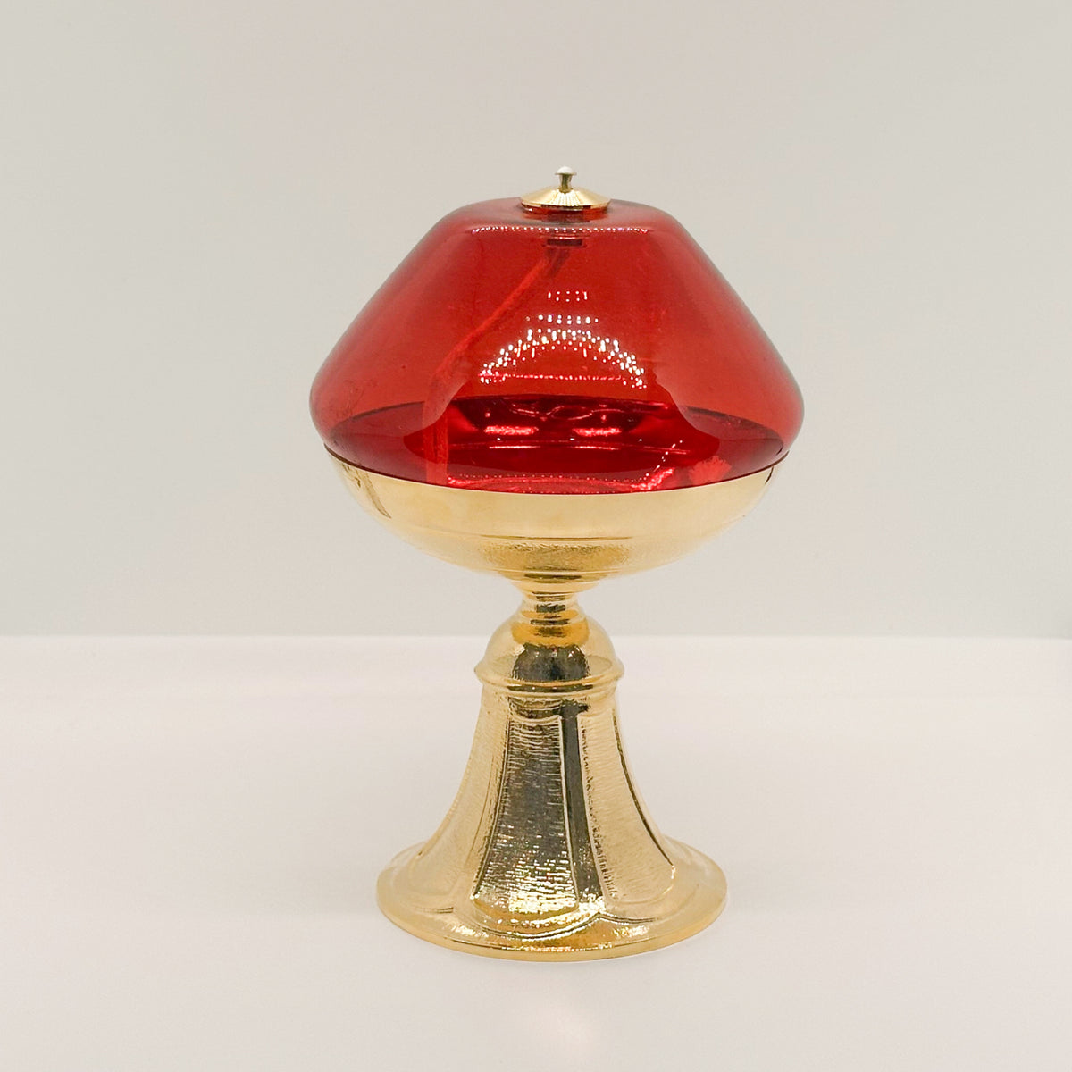Lampe rouge sur base nickelée 14x21 cm