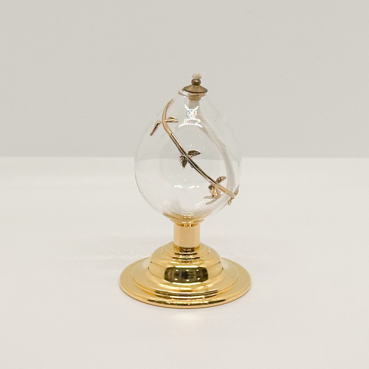 Blown Crystal Teardrop Ornament with Gold Decoration 8x13.5 cm