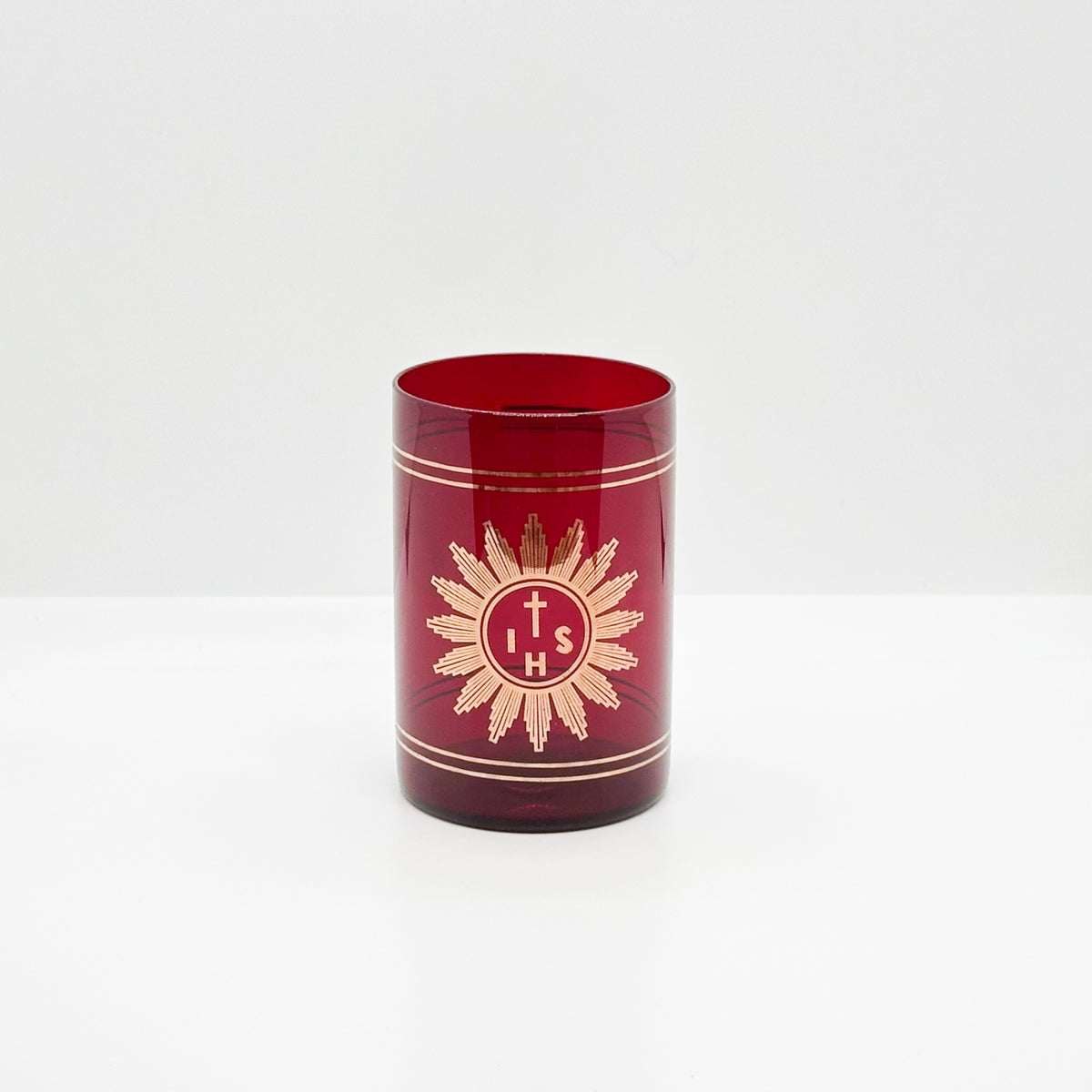 Screen-printed red glass 7.8x11.5 cm