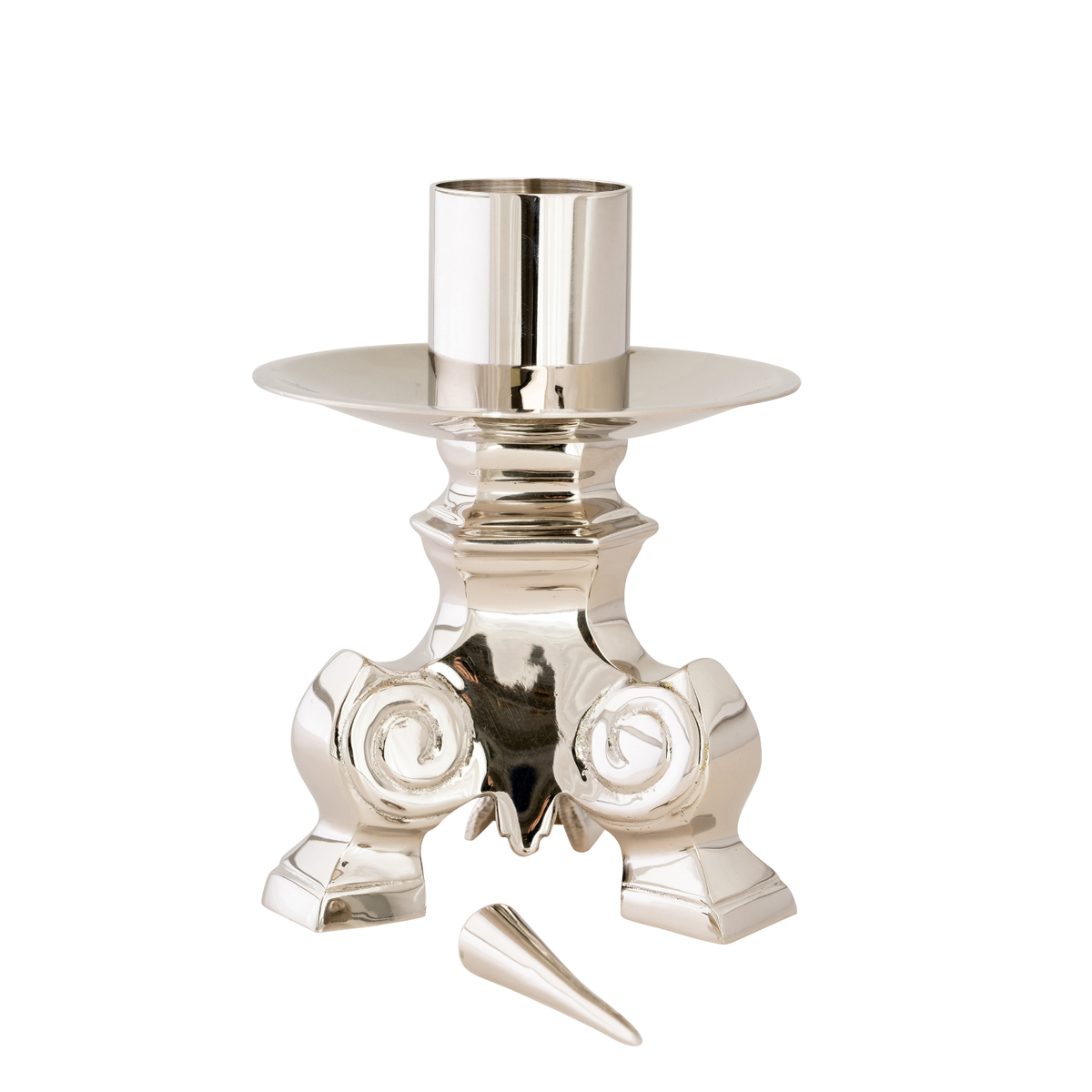 Bougeoir d'autel nickelé H 11,5 cm