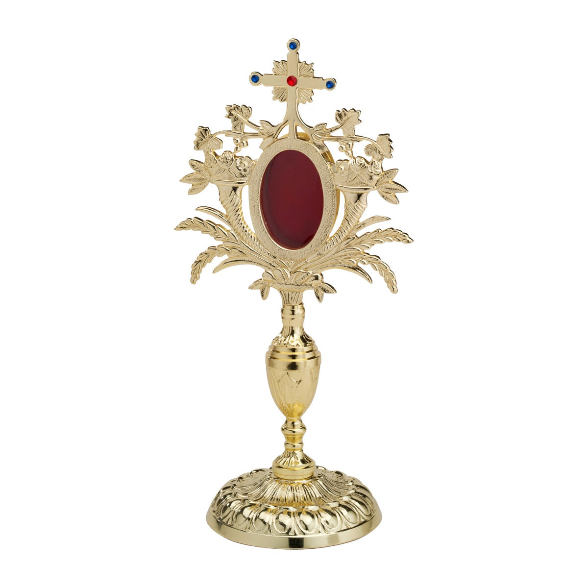 Reliquiario dorato con pietre H 33 cm