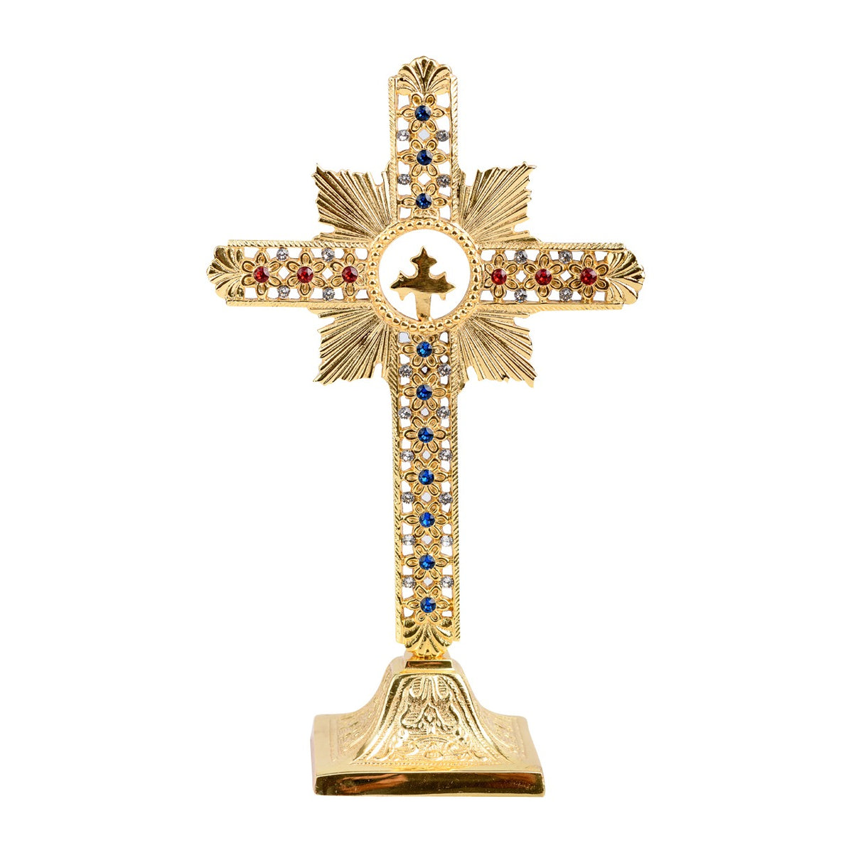 Croce dorato con pietre H 25 cm
