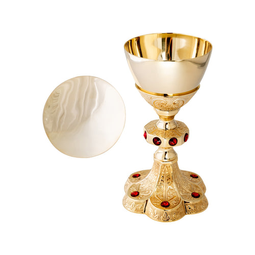 Calice con pietre dorato H 23 cm