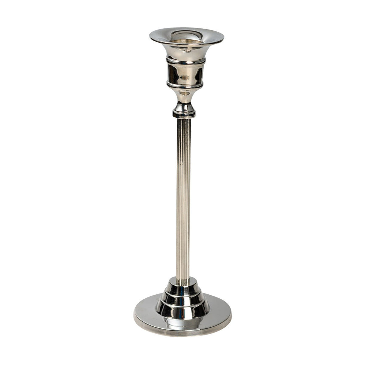 Portacandela placcato nickel H 20 cm
