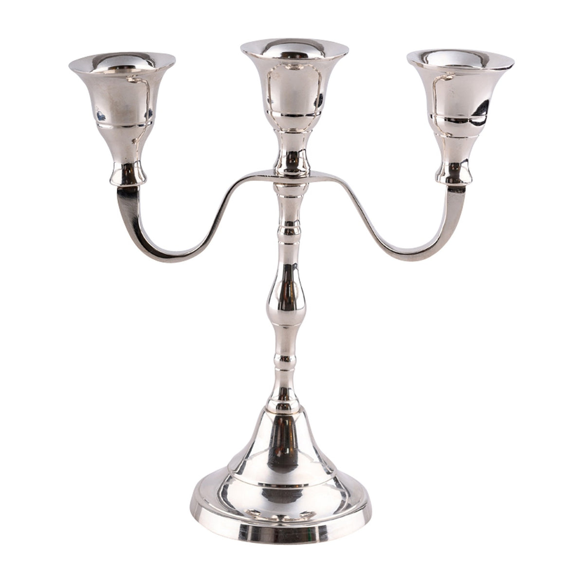 Portacandela placcato nickel H 18 cm