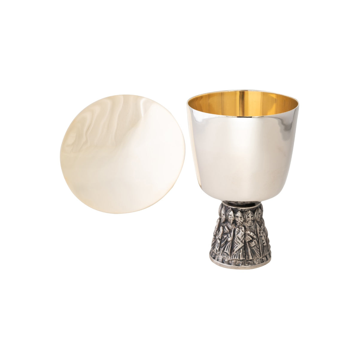 Calice nichelato, interno dorato H 15 cm