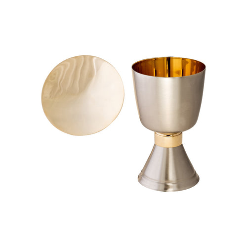 Calice nichelato, interno dorato H 17 cm