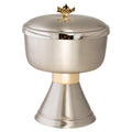 Ciborio nichelato, interno dorato H 16 cm