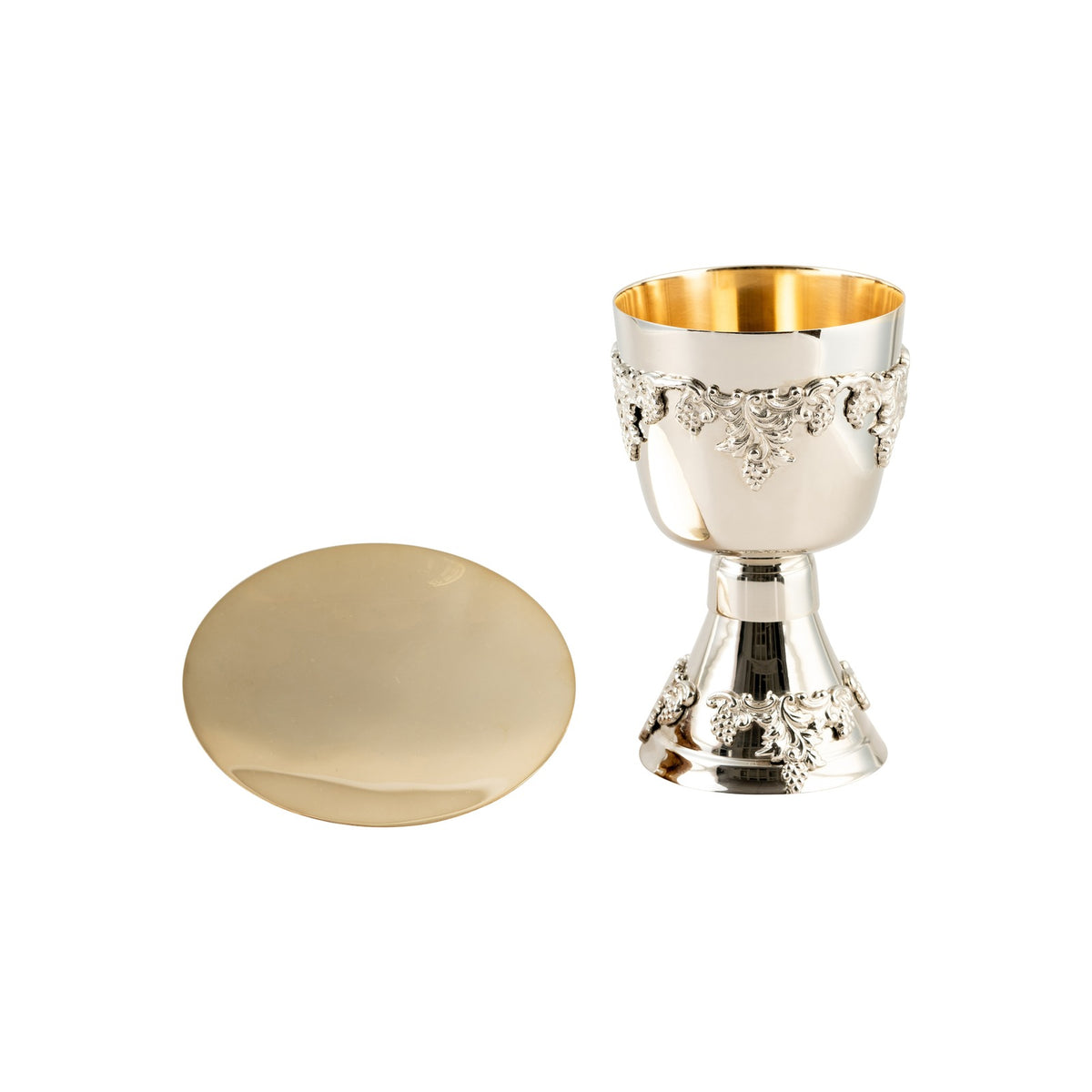 Calice nichelato, interno dorato H 17 cm