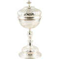 Ciborio argentato, interno dorato, H 33 cm