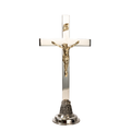 Croix d'autel nickelée H 46 cm