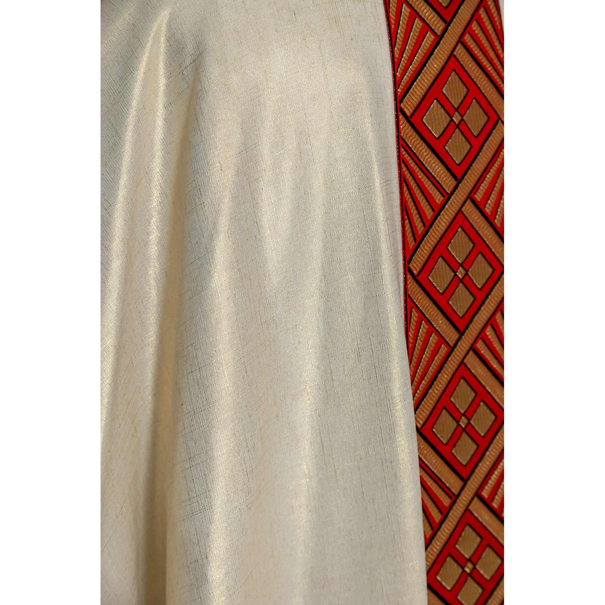 Casulla Oro Lurex con Galón Azul