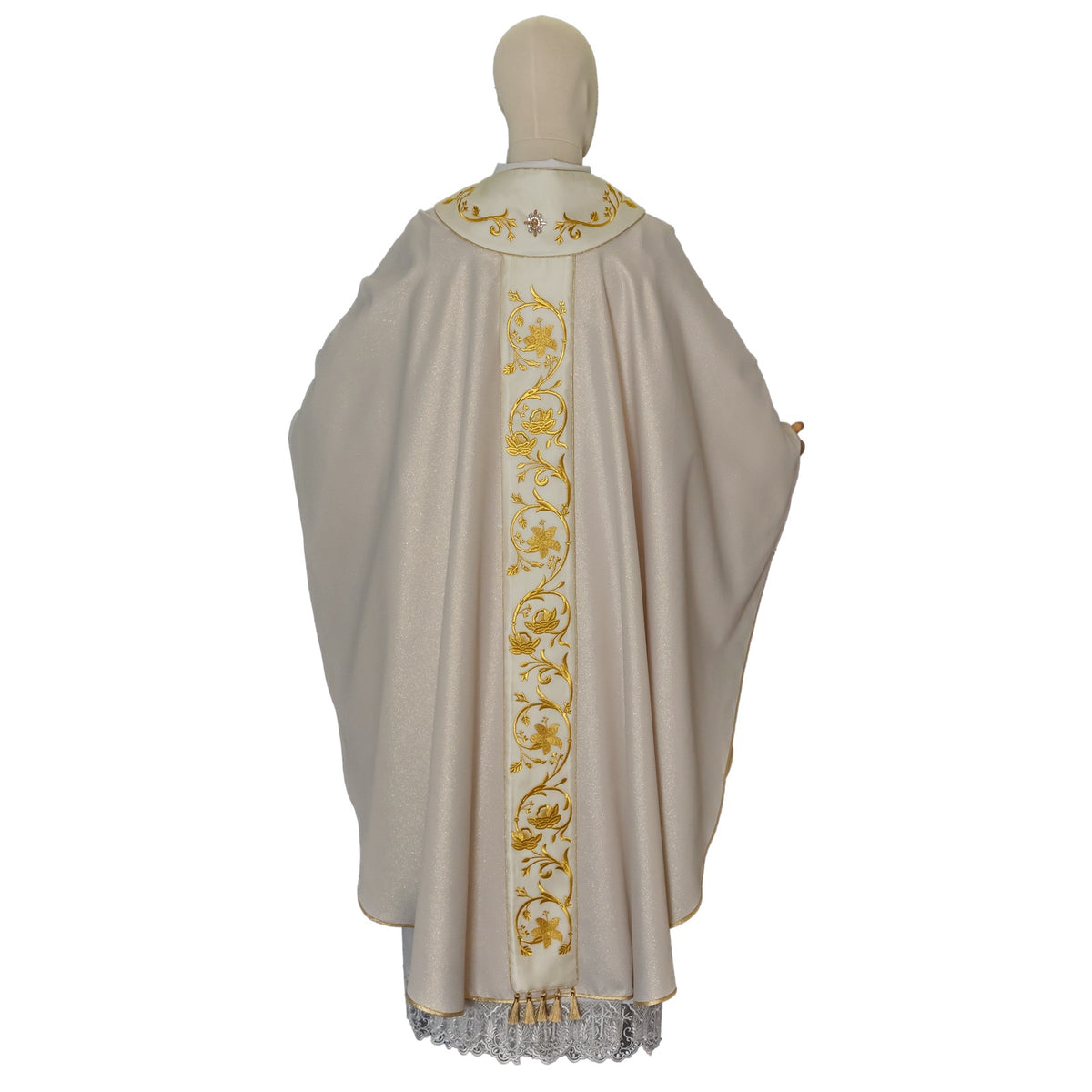 Casulla Oro/color Lurex con Rico Bordado de Rosas