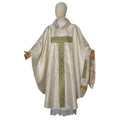 Casulla Solemne Crema y Oro con Piedras y Perlas