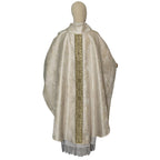 Casulla Solemne Crema y Oro con Piedras y Perlas