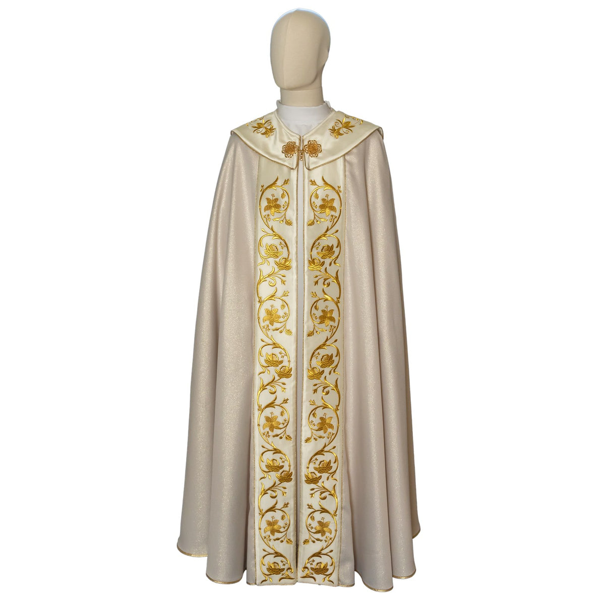 Chape or/couleur Lurex riche broderie avec roses