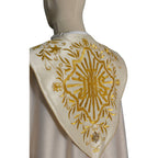 Chape or/couleur Lurex riche broderie avec roses