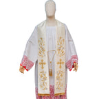 Stola in Rasone Ricamo Croce e Fiori con Pietre