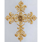 Stola in Rasone Ricamo Croce e Fiori con Pietre