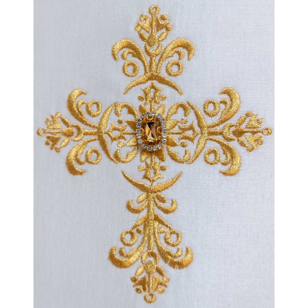Stola in Rasone Ricamo Croce e Fiori con Pietre