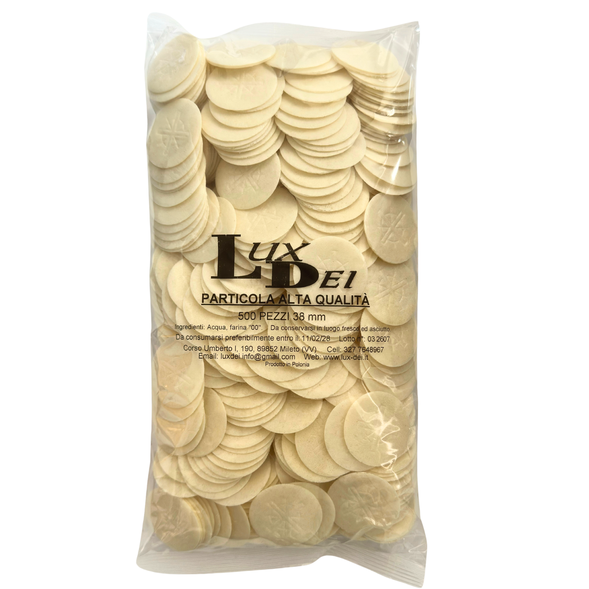 Traditional liturgical hosts with closed edge, 38mm (500 pcs)
