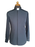 Camisa clerical manga larga gris oscuro
