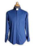 Chemise clergyman manches longues bleue