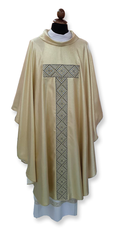 Casulla en tejido oro lamé