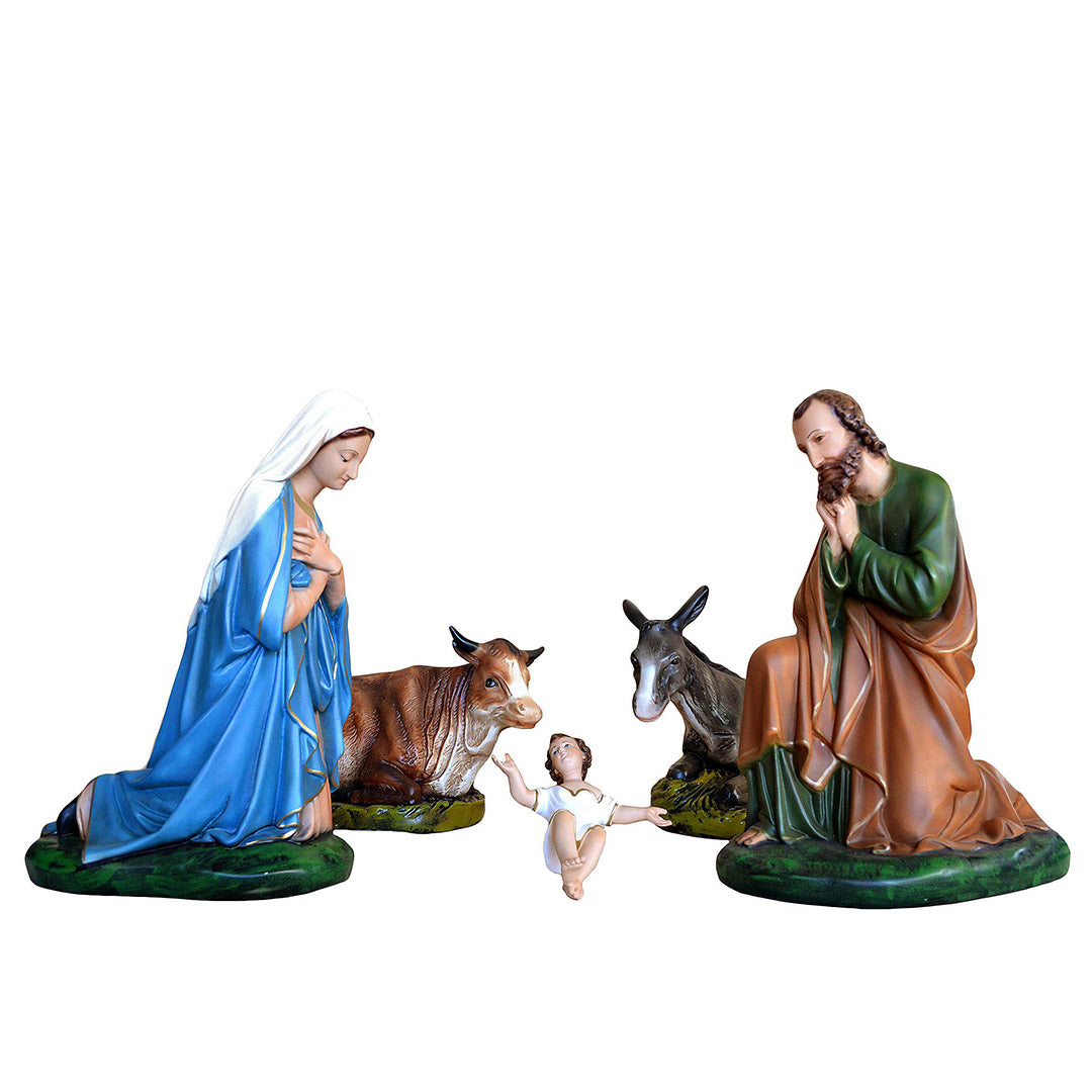 Natività 5 Pezzi con Sacra Famiglia più bue e asino - Diverse varianti