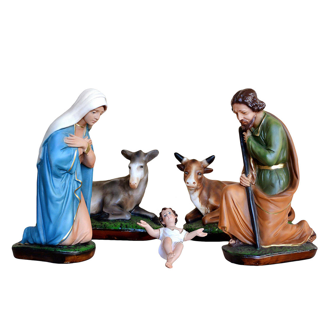 Natività 5 Pezzi con Sacra Famiglia più bue e asino - Diverse varianti