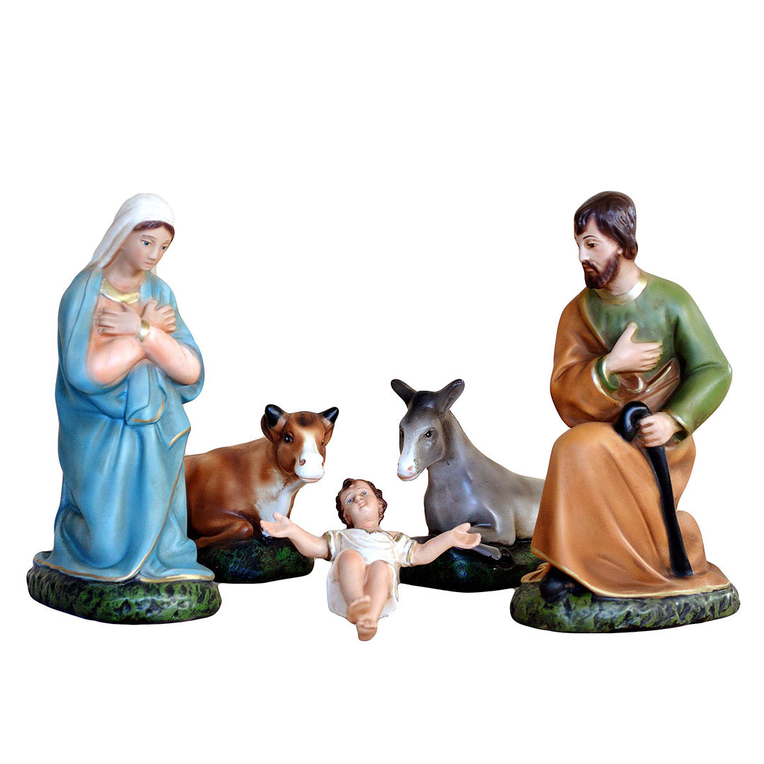 Natività 5 Pezzi con Sacra Famiglia più bue e asino - Diverse varianti