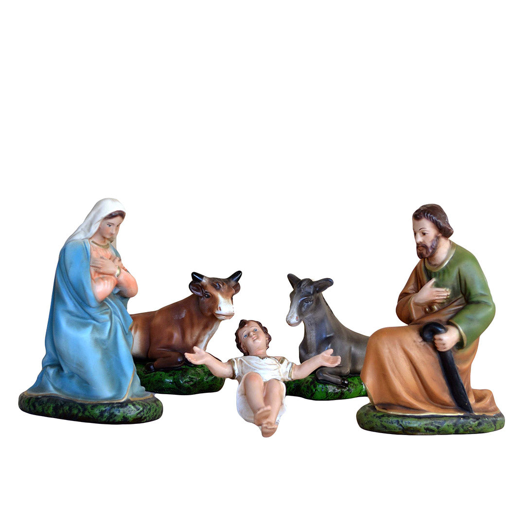 Natività 5 Pezzi con Sacra Famiglia più bue e asino - Diverse varianti