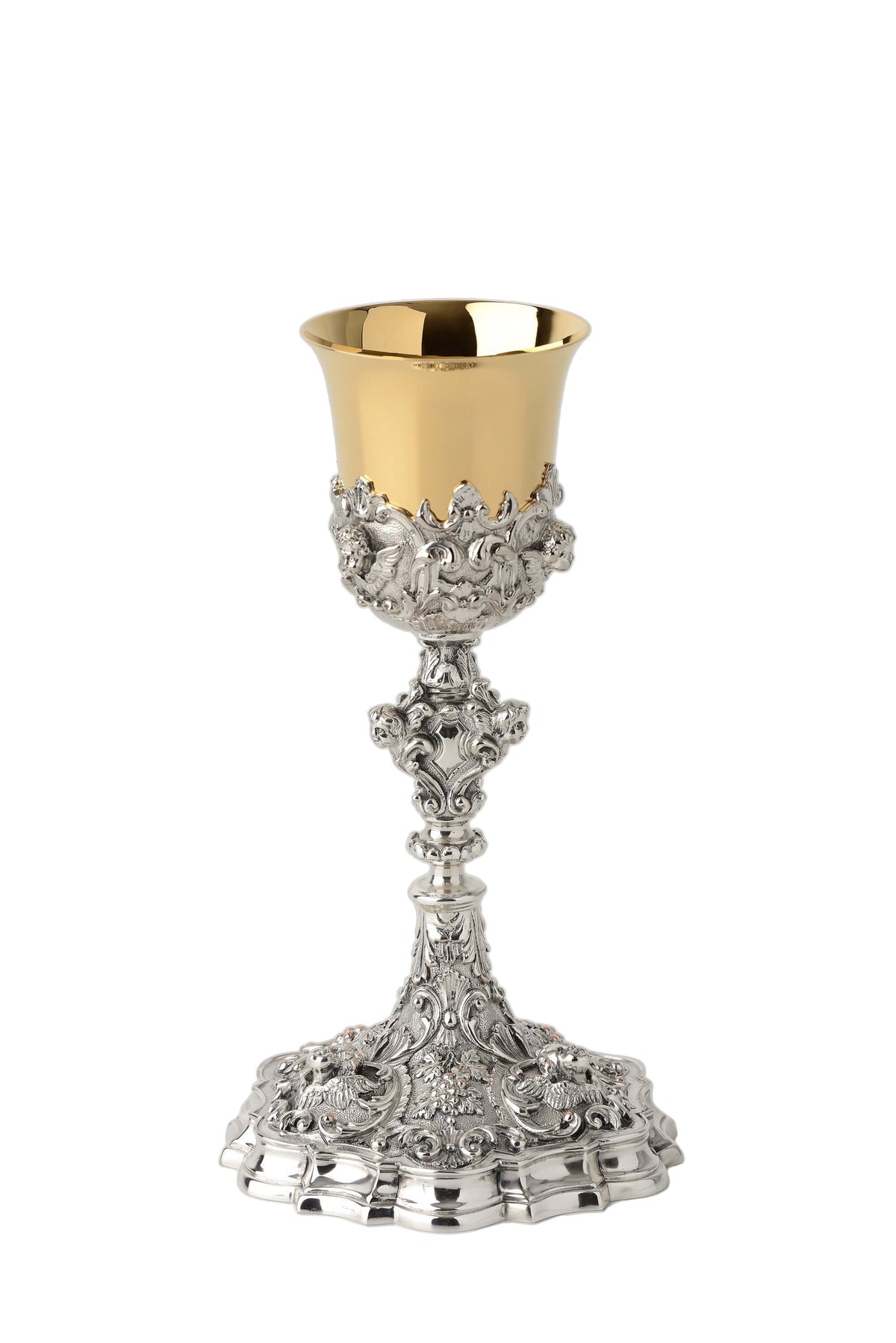 Calice in Ottone Cesellato Angeli e Uva - Lux Dei - Vendita Articoli Religiosi