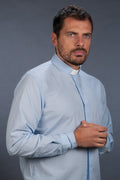 Camicia clergyman fil a filo celeste - luxdei.it
