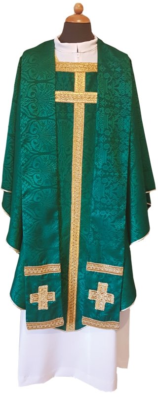Casula damascata con agramani davanti e dietro - luxdei.it