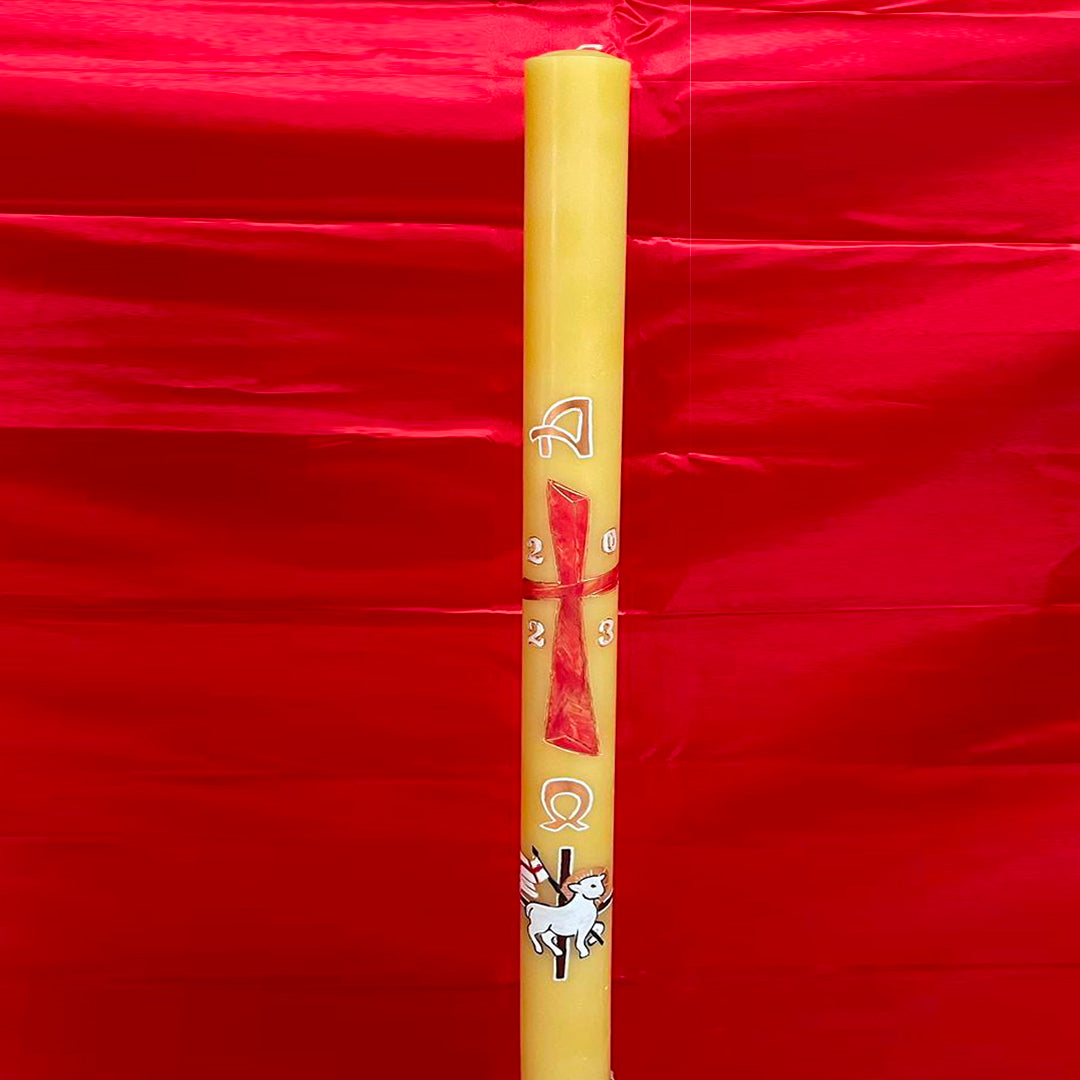 Cero pasquale dipinto a mano in cera d'api 80x120cm