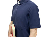 Polo Clergyman Sacerdote Cotone Piquet - Blu - luxdei.it
