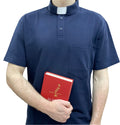 Polo Clergyman Sacerdote Cotone Piquet - Blu - luxdei.it