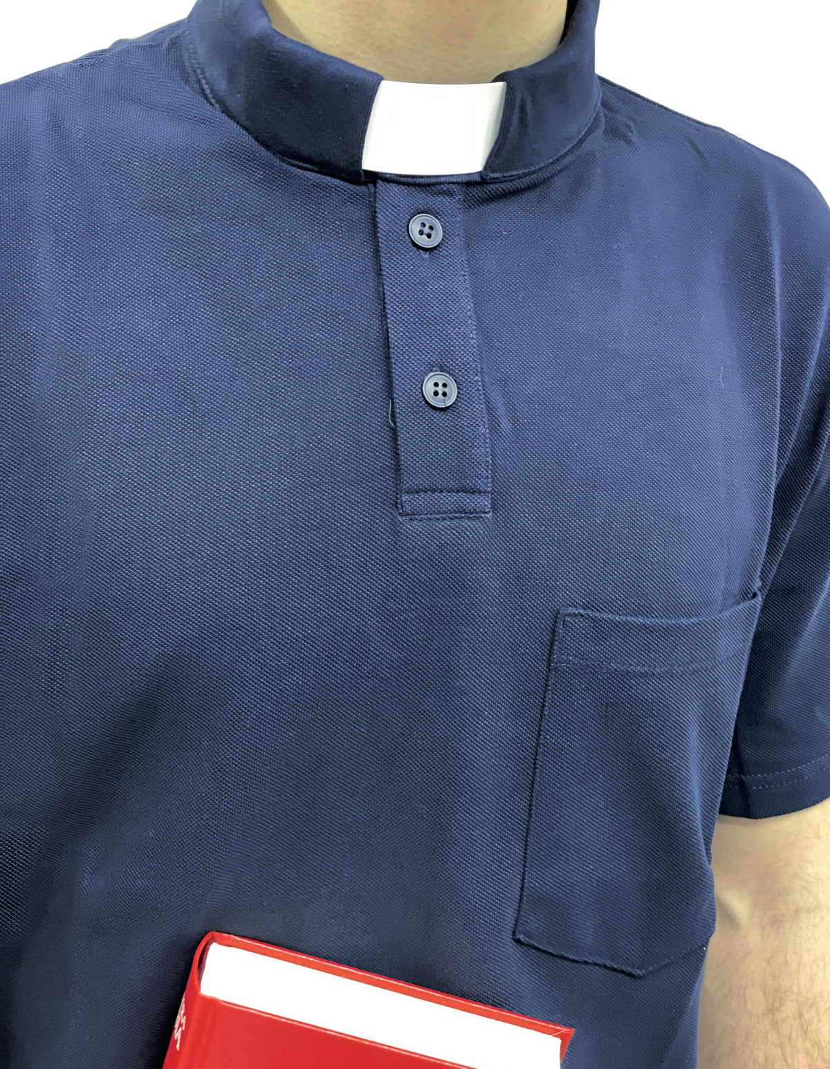 Polo Clergyman Sacerdote Cotone Piquet - Blu - luxdei.it