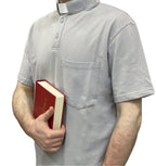 Polo Clergyman Sacerdote Cotone Piquet - Grigio Chiaro - luxdei.it