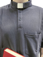 Polo Clergyman Sacerdote Cotone Piquet - Grigio Scuro - luxdei.it