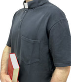 Polo Clergyman Sacerdote Cotone Piquet - Nera - luxdei.it