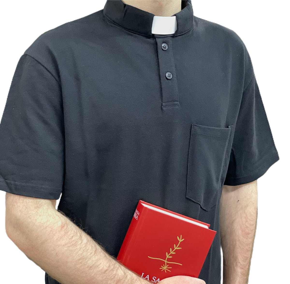 Polo Clergyman Sacerdote Cotone Piquet - Nera - luxdei.it