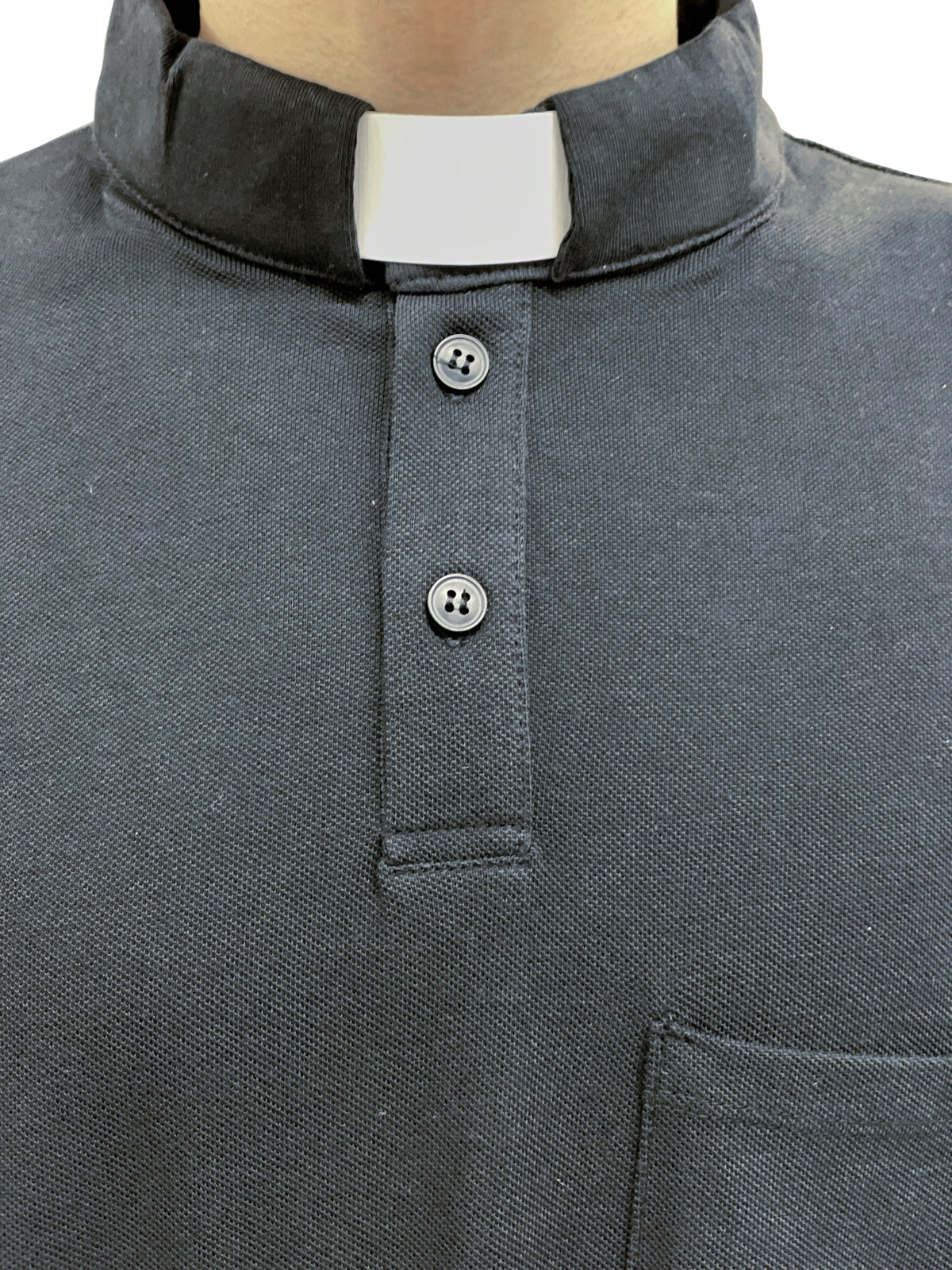 Polo Clergyman Sacerdote Cotone Piquet - Nera - luxdei.it